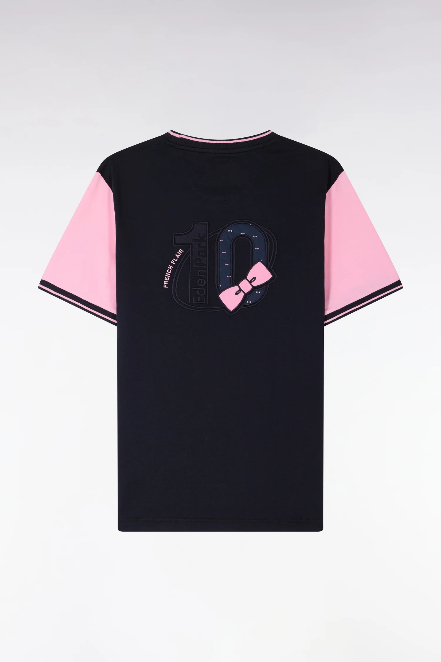 T-shirt à manches courtes en coton marine manches roses coupe regular - Image 2
