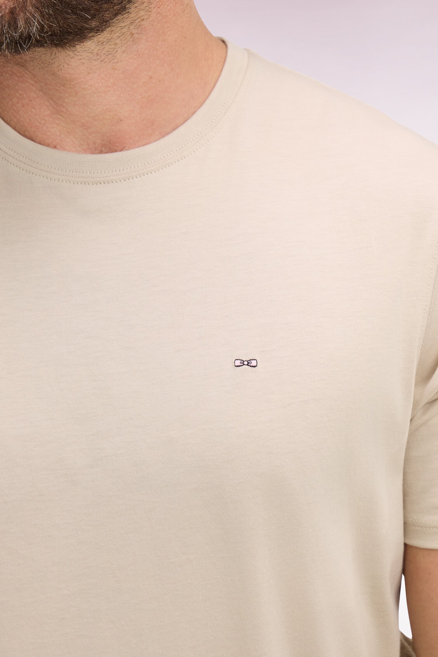 T-shirt à manches courtes en coton Pima beige coupe regular - Image 4