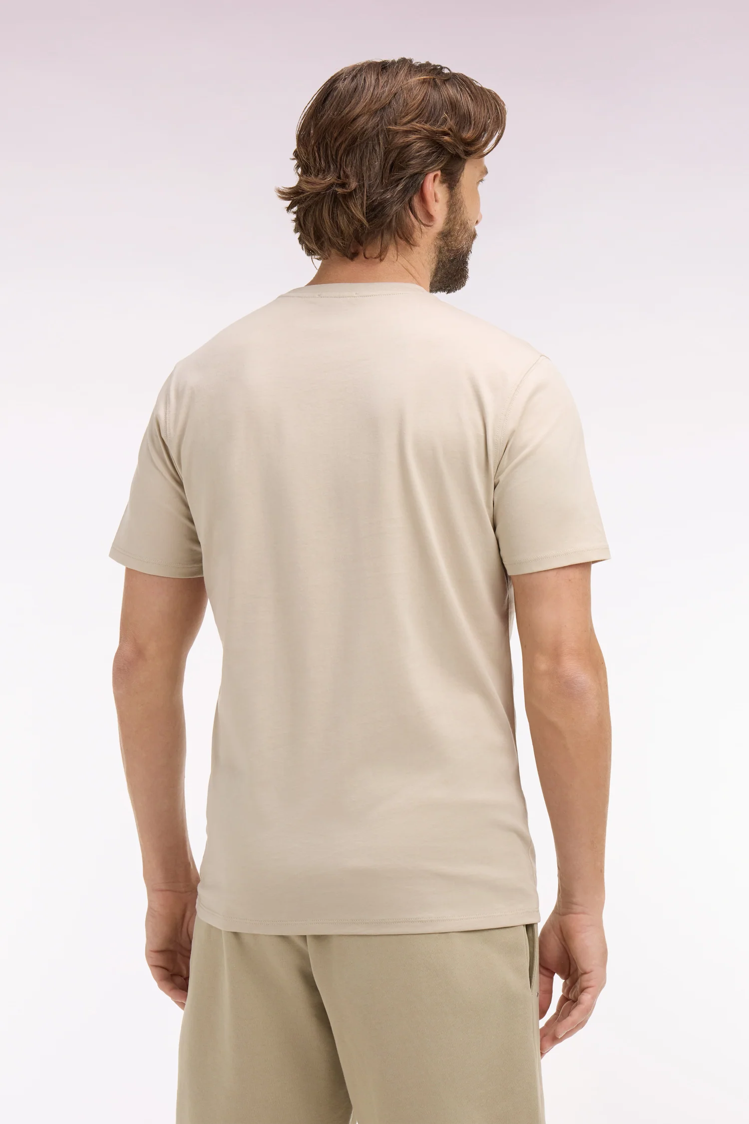 T-shirt à manches courtes en coton Pima beige coupe regular - Image 5
