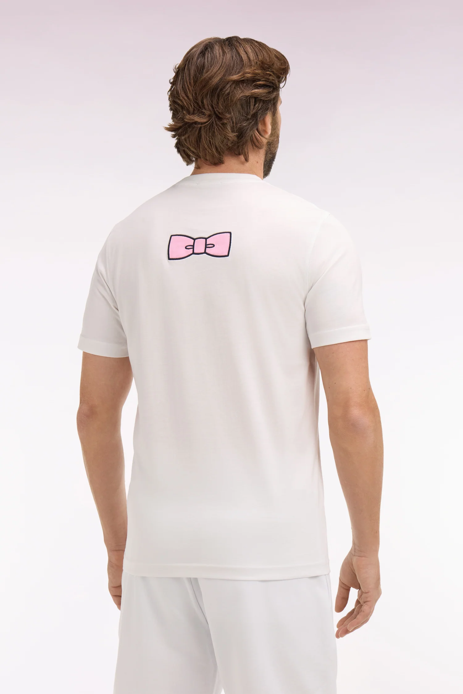 T-shirt à manches courtes en coton Pima blanc brodé coupe regular - Image 5