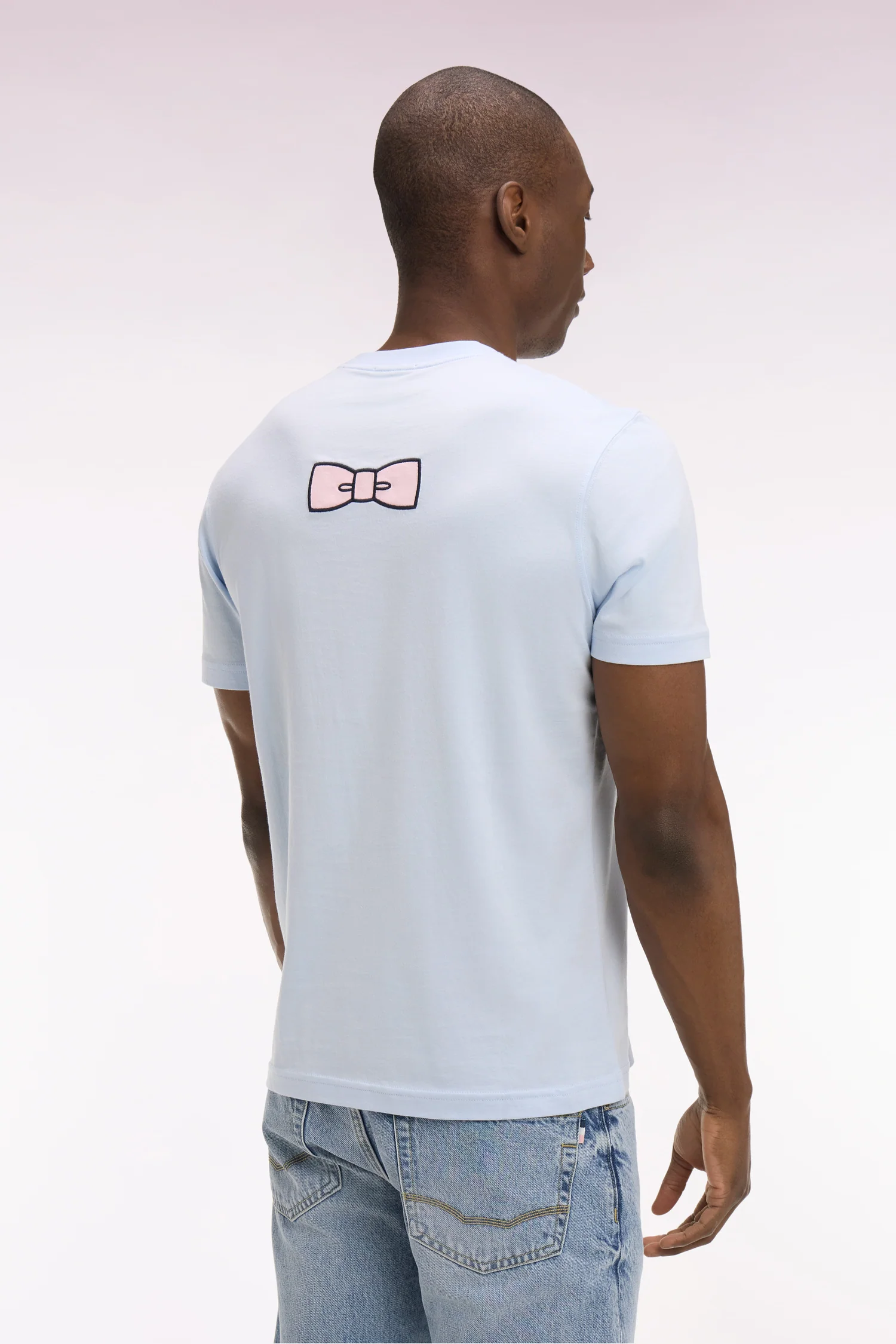 T-shirt à manches courtes en coton Pima bleu ciel brodé coupe regular - Image 5