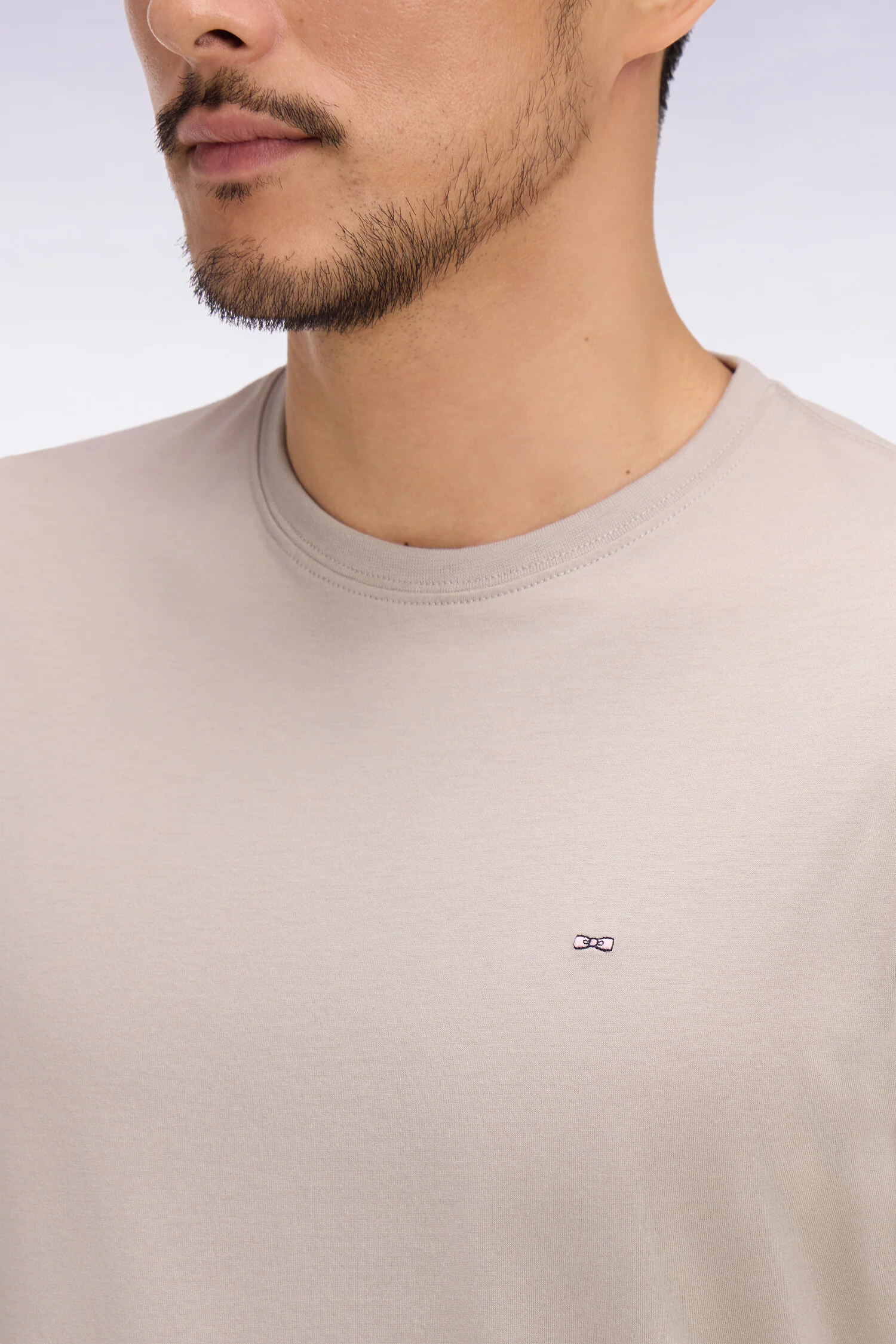 T-shirt à manches courtes en coton Pima gris clair coupe regular - Image 4