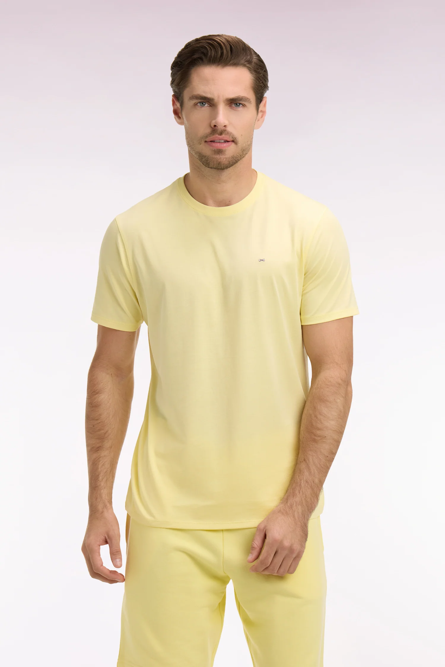 T-shirt à manches courtes en coton Pima jaune clair coupe regular - Image 3