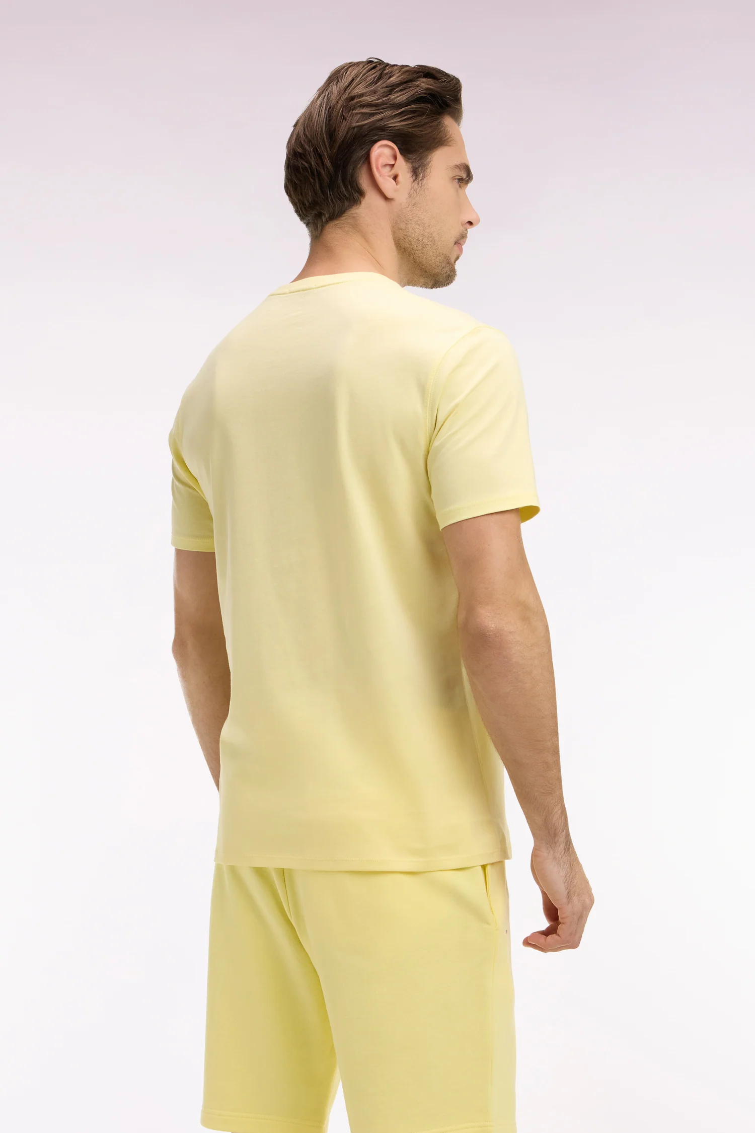 T-shirt à manches courtes en coton Pima jaune clair coupe regular - Image 5
