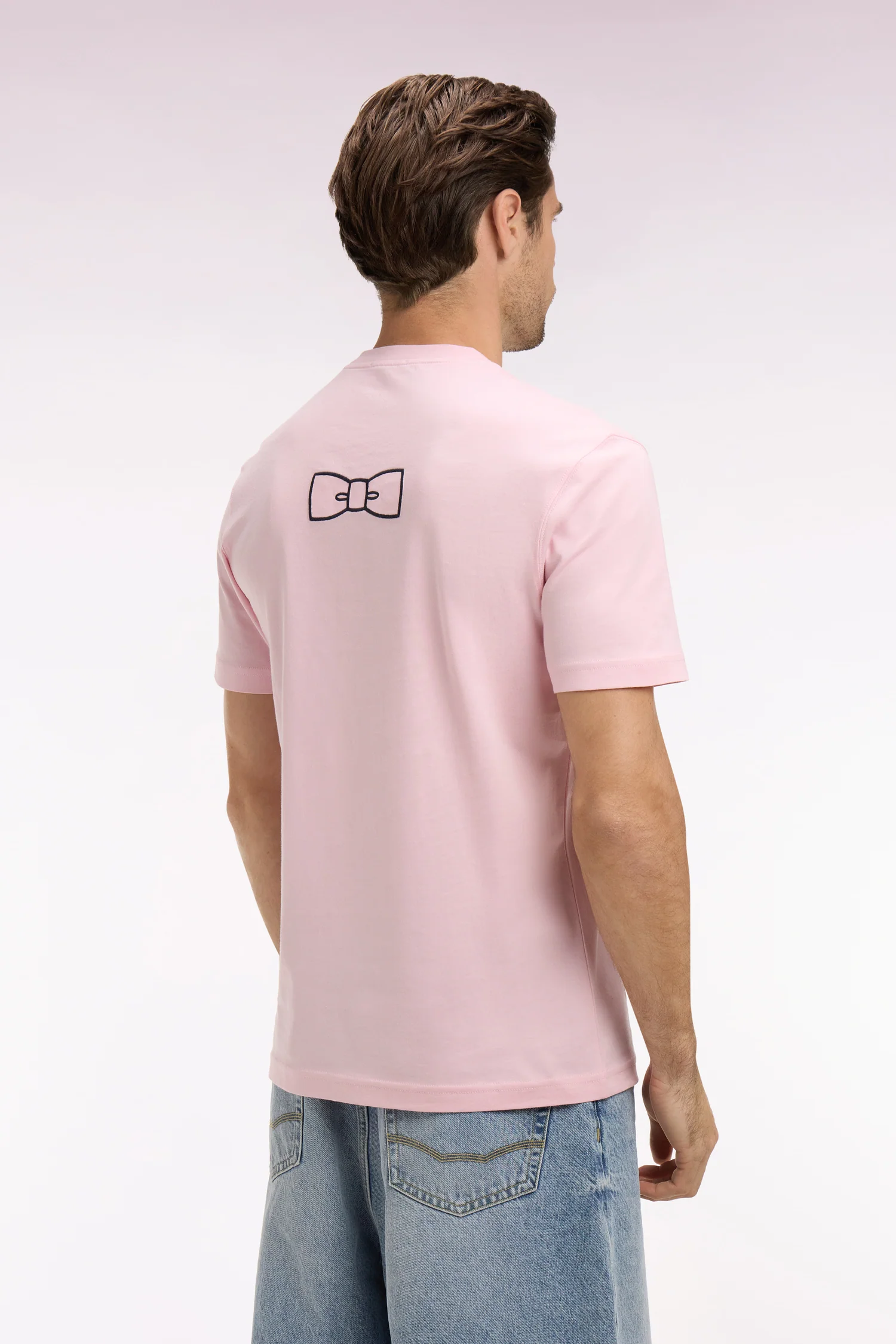 T-shirt à manches courtes en coton Pima rose brodé coupe regular - Image 5