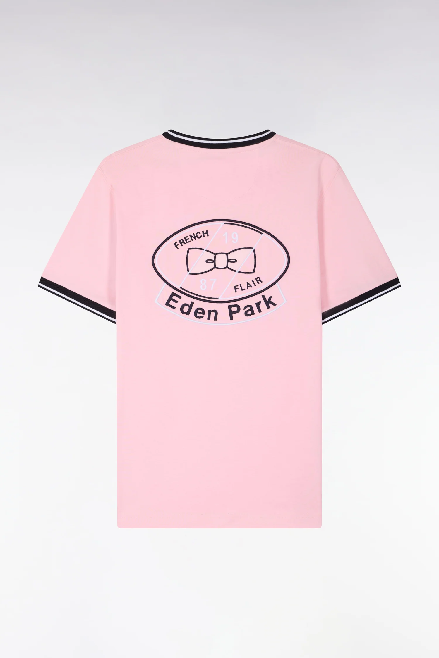T-shirt à manches courtes en coton rose brodé coupe regular - Image 2