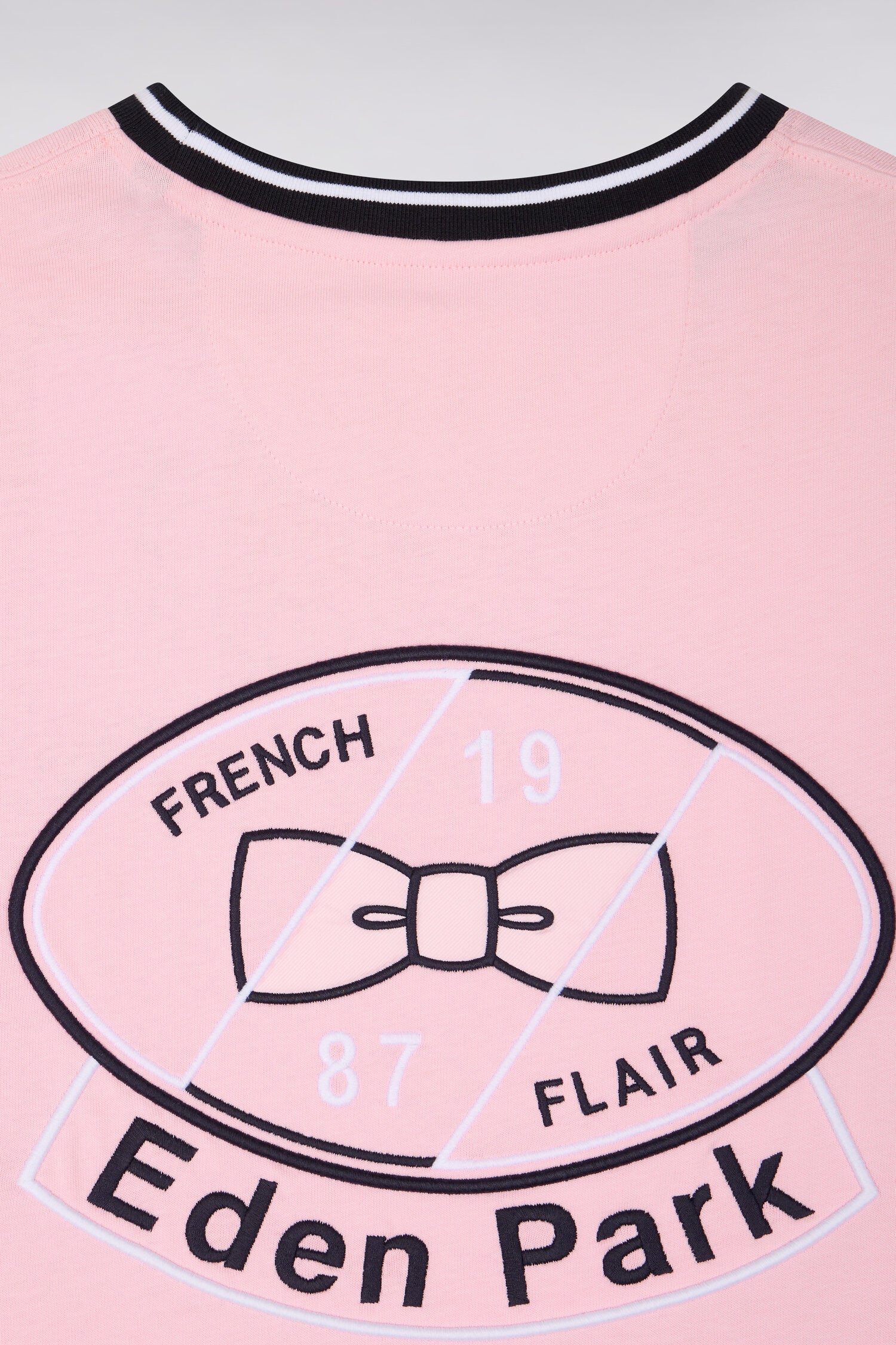 T-shirt à manches courtes en coton rose brodé coupe regular - Image 6