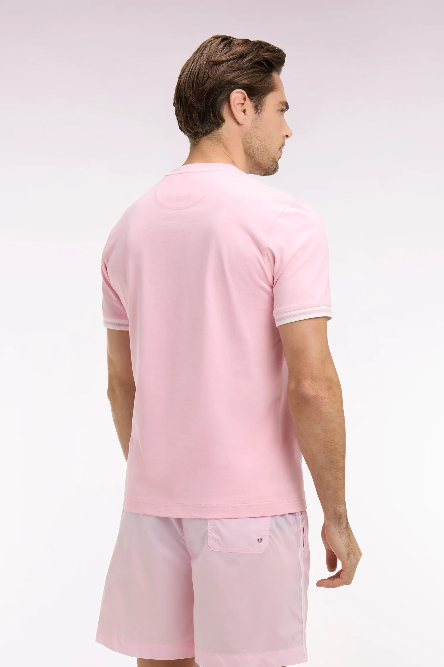 T-shirt à manches courtes en coton rose coupe regular - Image 5