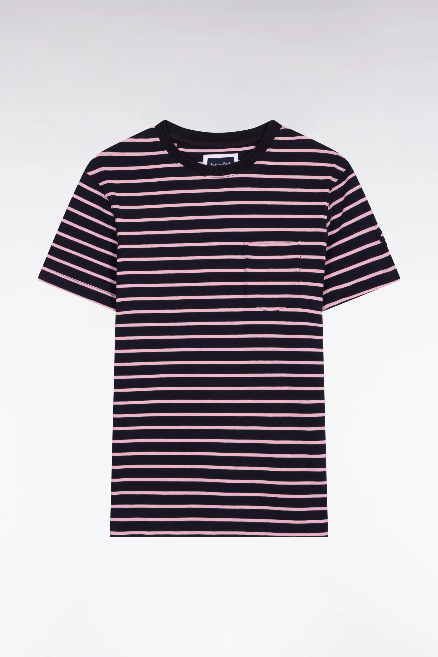 T-shirt à manches courtes en coton stretch rayé marine coupe slim - Image 2