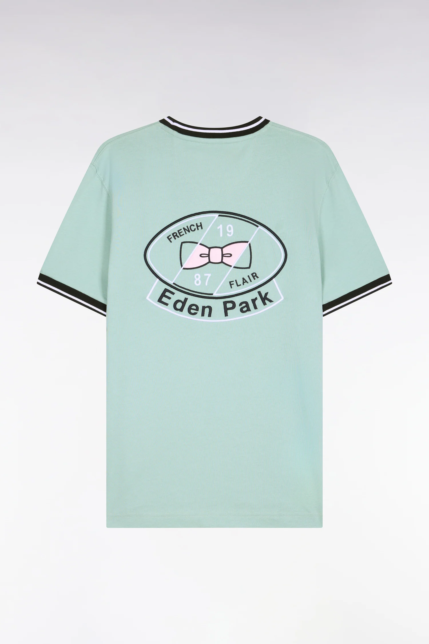 T-shirt à manches courtes en coton vert d'eau brodé coupe regular - Image 2
