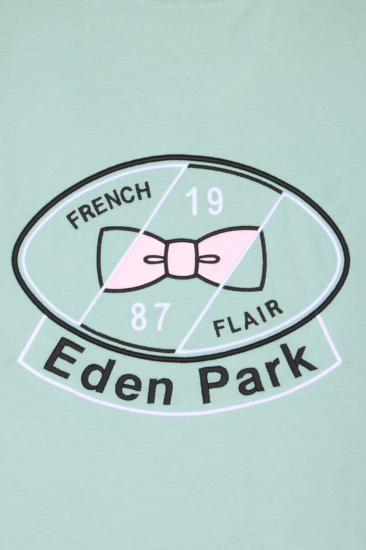T-shirt à manches courtes en coton vert d'eau brodé coupe regular - Image 6