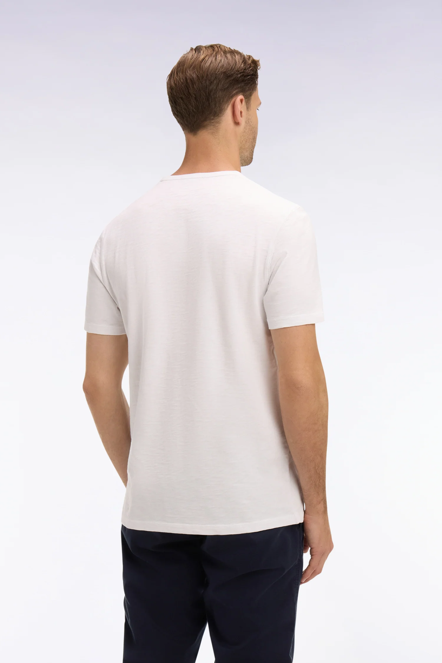 T-shirt à manches courtes en jersey de coton slub blanc coupe regular - Image 5