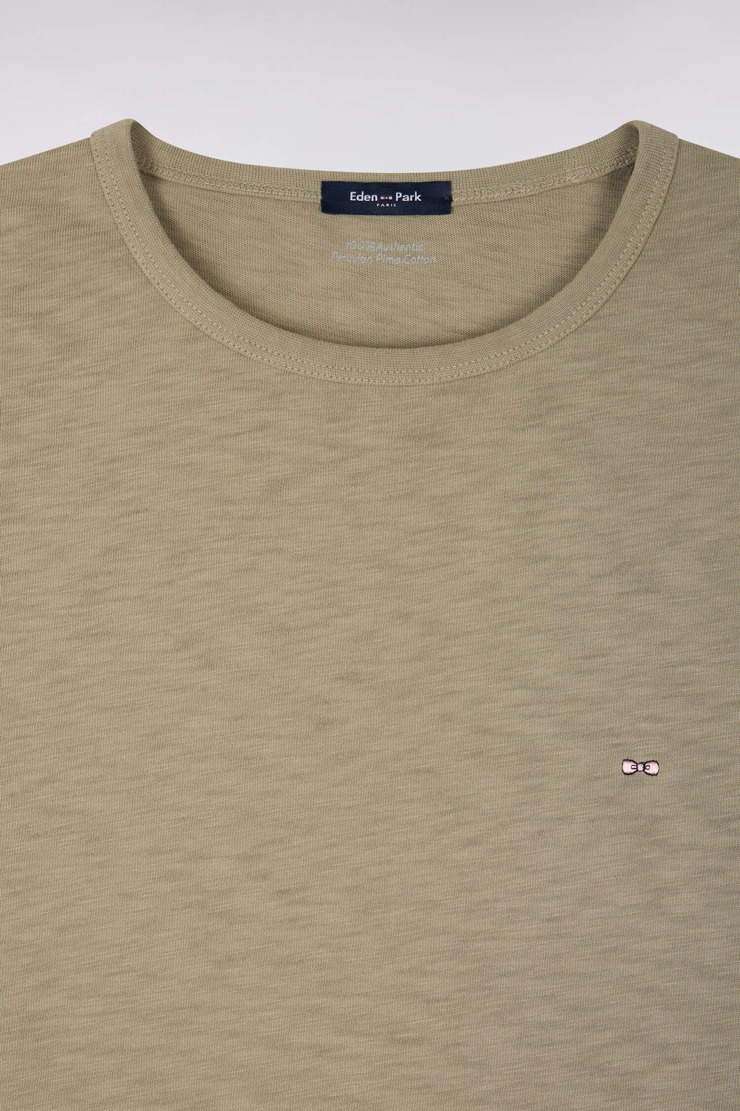 T-shirt à manches courtes en jersey de coton slub kaki coupe regular - Image 6