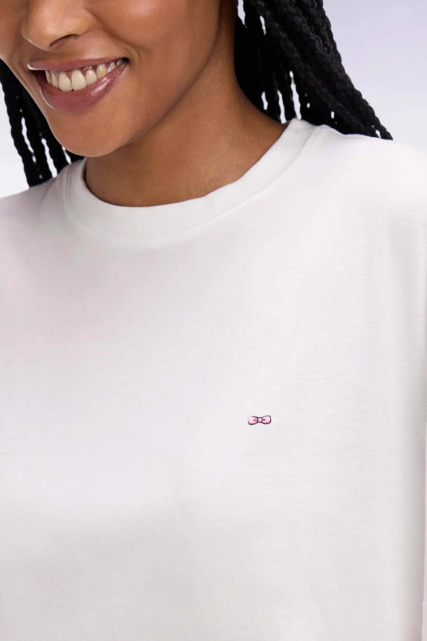 T-shirt à manches courtes en lyocell et coton blanc coupe oversized - Image 4