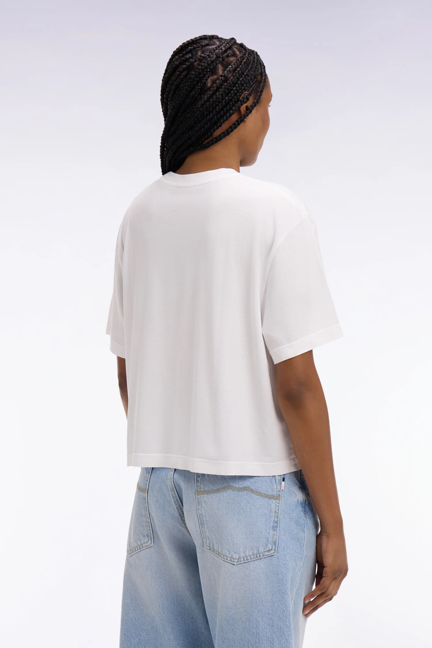 T-shirt à manches courtes en lyocell et coton blanc coupe oversized - Image 5