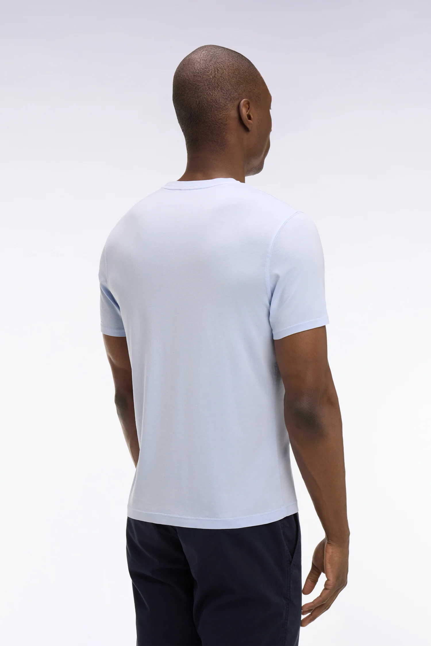 T-shirt à manches courtes en lyocell et coton gris clair coupe regular - Image 6