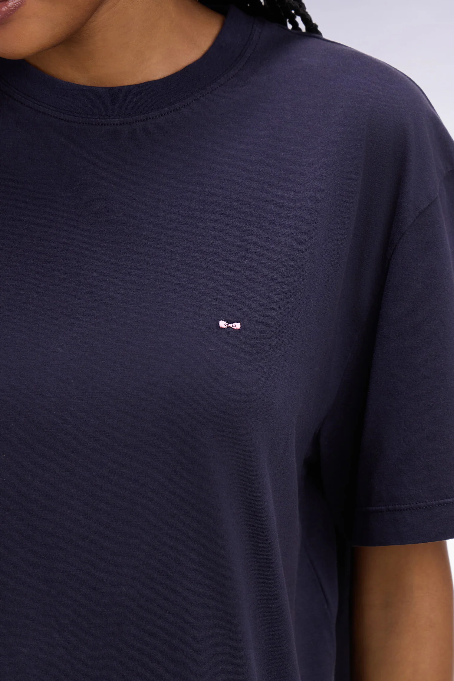 T-shirt à manches courtes en lyocell et coton marine coupe oversized - Image 4