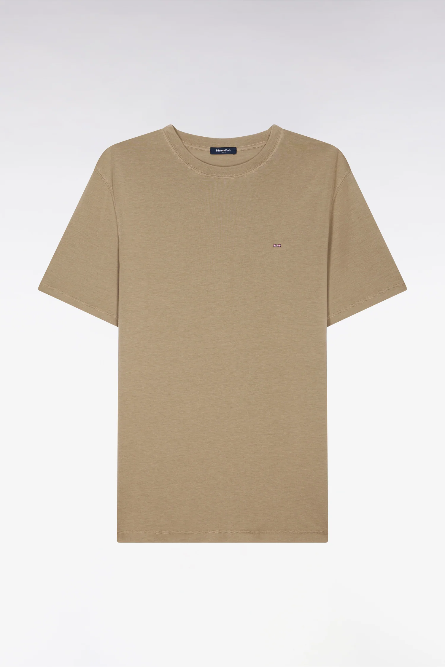 T-shirt à manches courtes en lyocell et coton marron coupe regular - Image 2