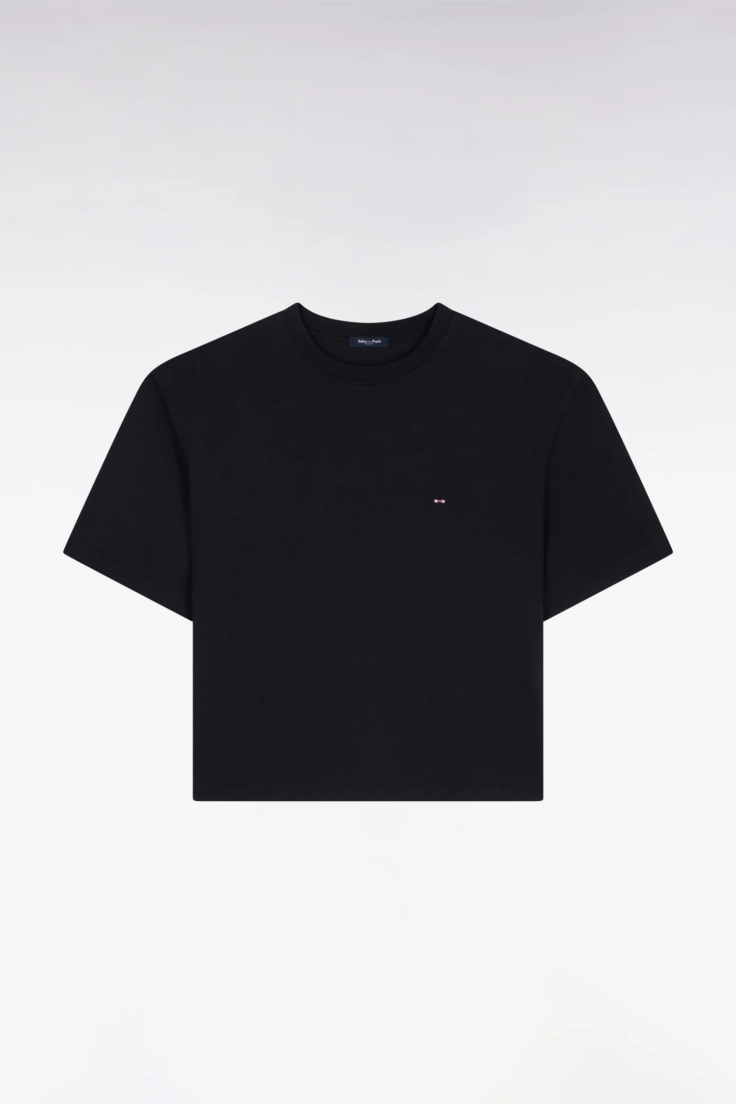 T-shirt à manches courtes en lyocell et coton noir coupe oversized - Image 2