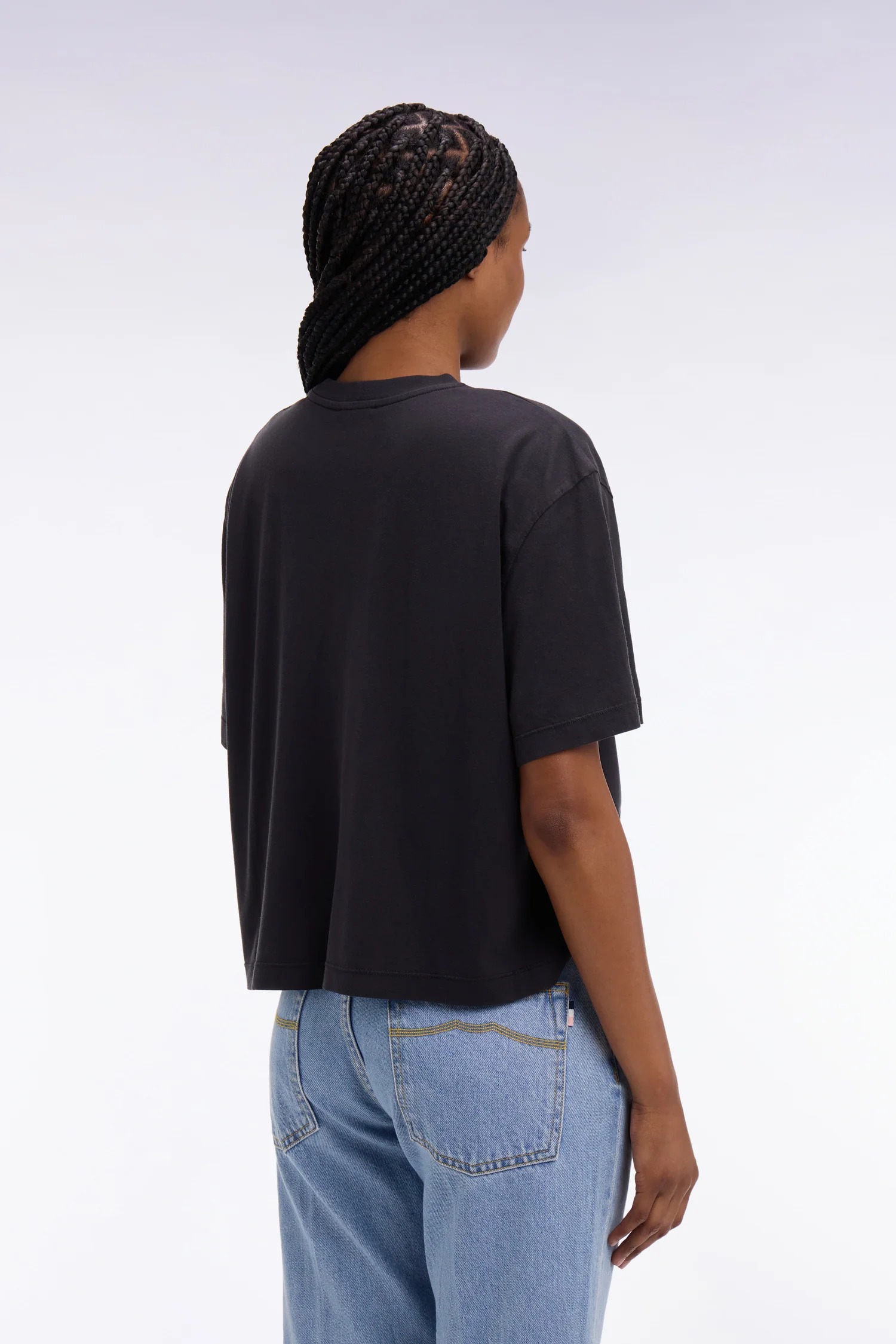 T-shirt à manches courtes en lyocell et coton noir coupe oversized - Image 5