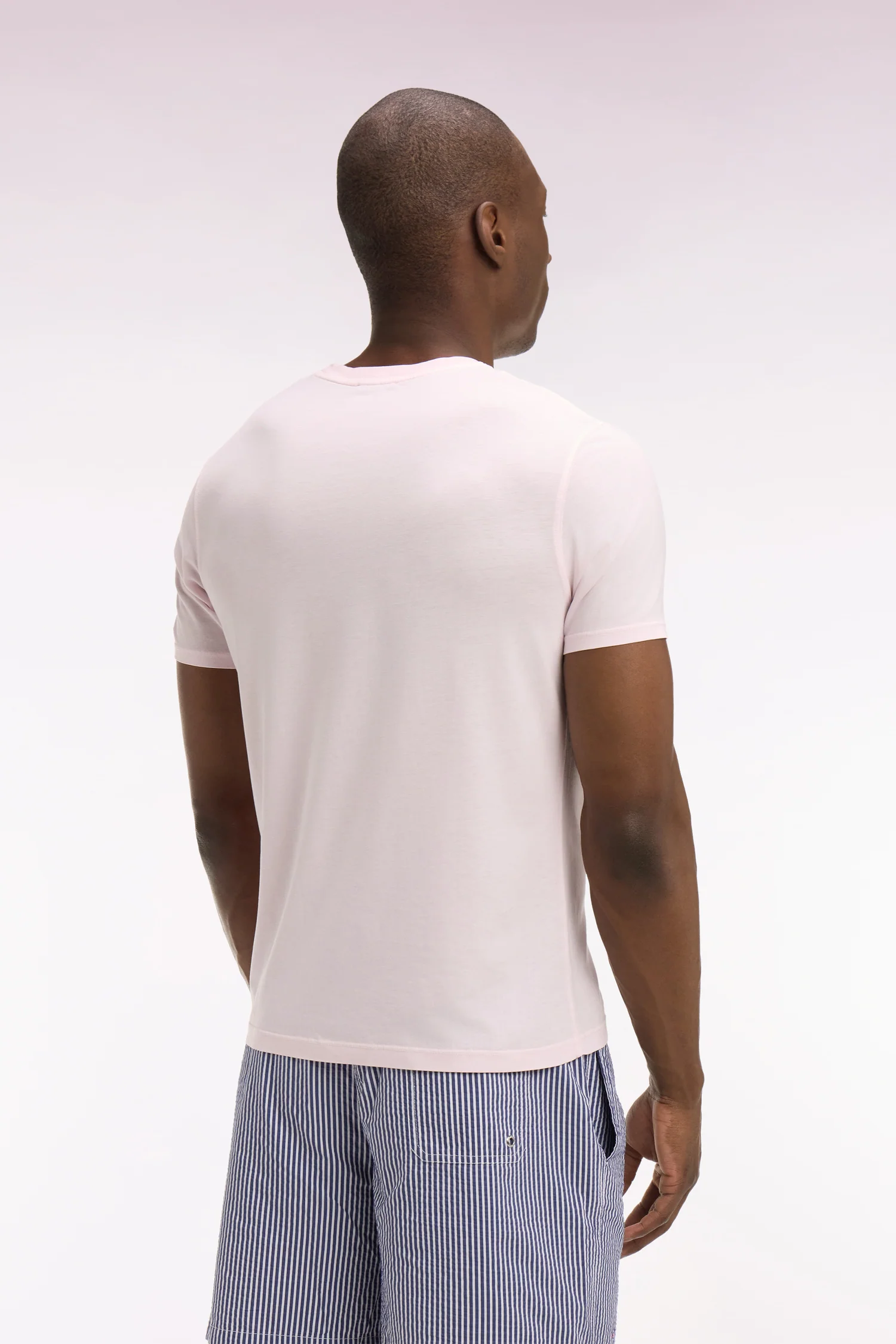 T-shirt à manches courtes en lyocell et coton rose coupe regular - Image 5