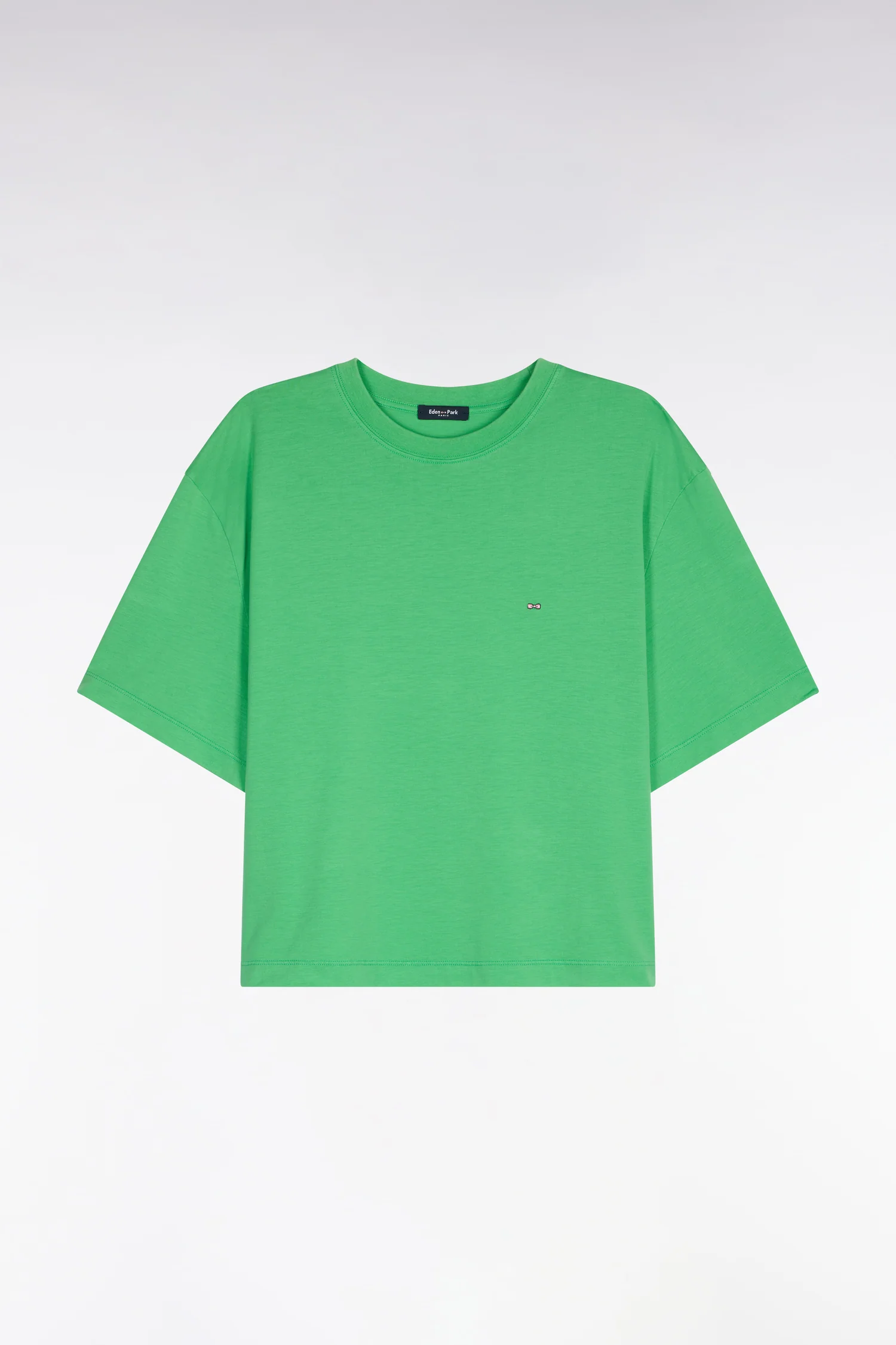 T-shirt à manches courtes en lyocell et coton vert coupe oversized - Image 2