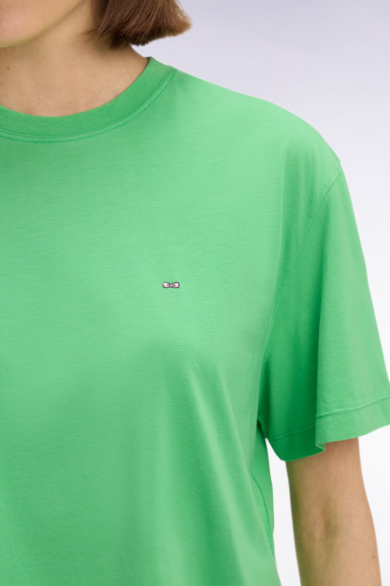 T-shirt à manches courtes en lyocell et coton vert coupe oversized - Image 4