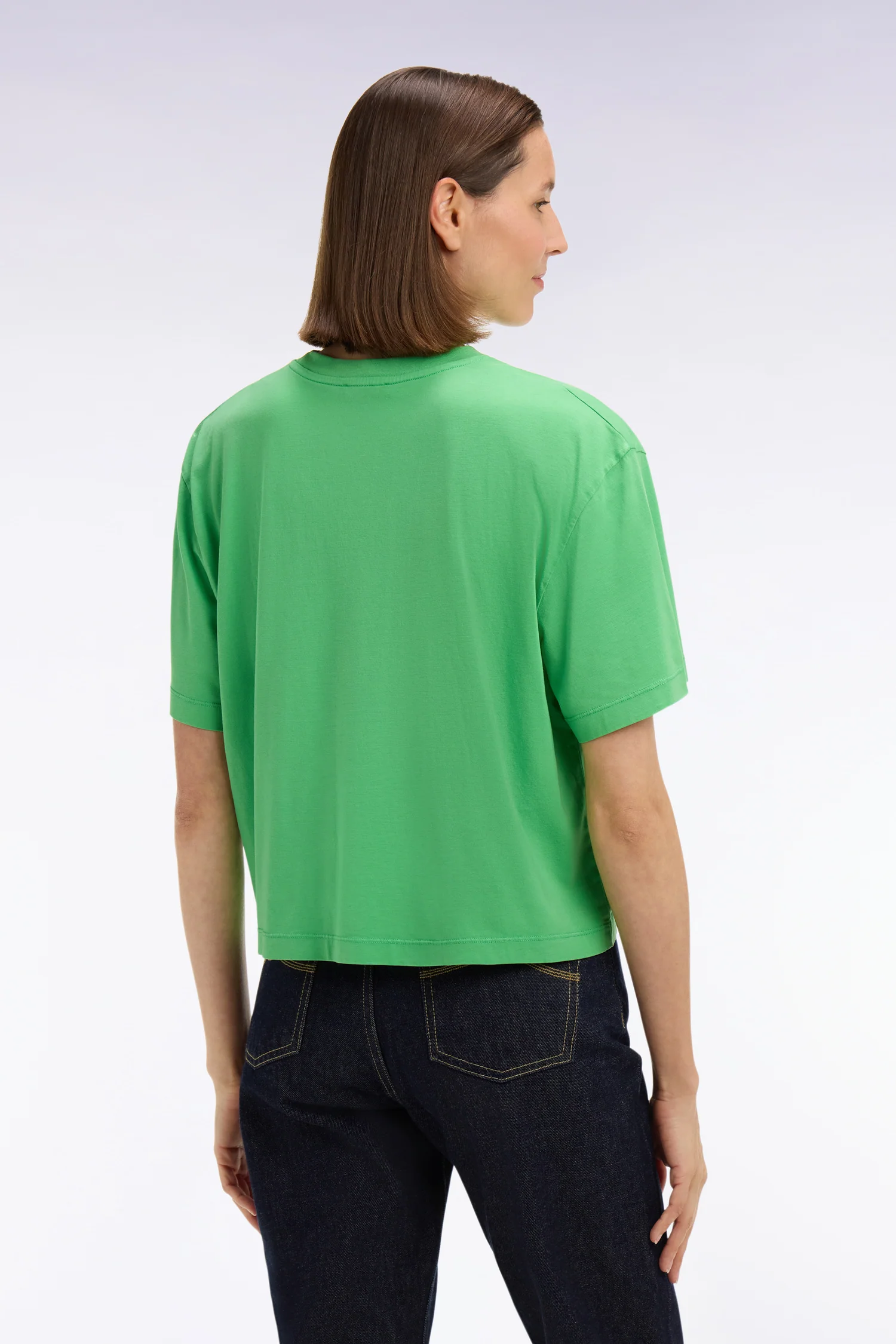 T-shirt à manches courtes en lyocell et coton vert coupe oversized - Image 5