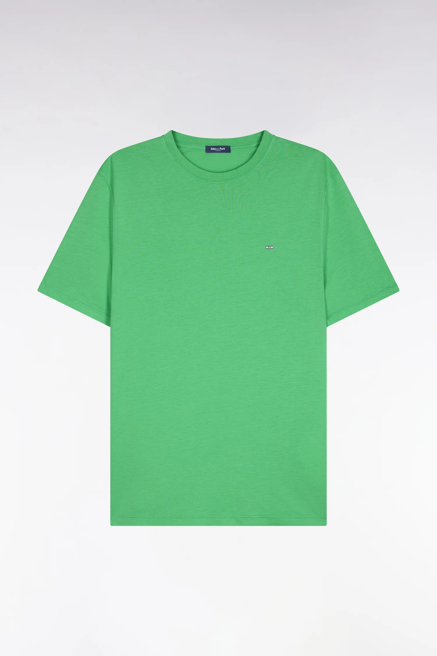 T-shirt à manches courtes en lyocell et coton vert gazon coupe regular - Image 2