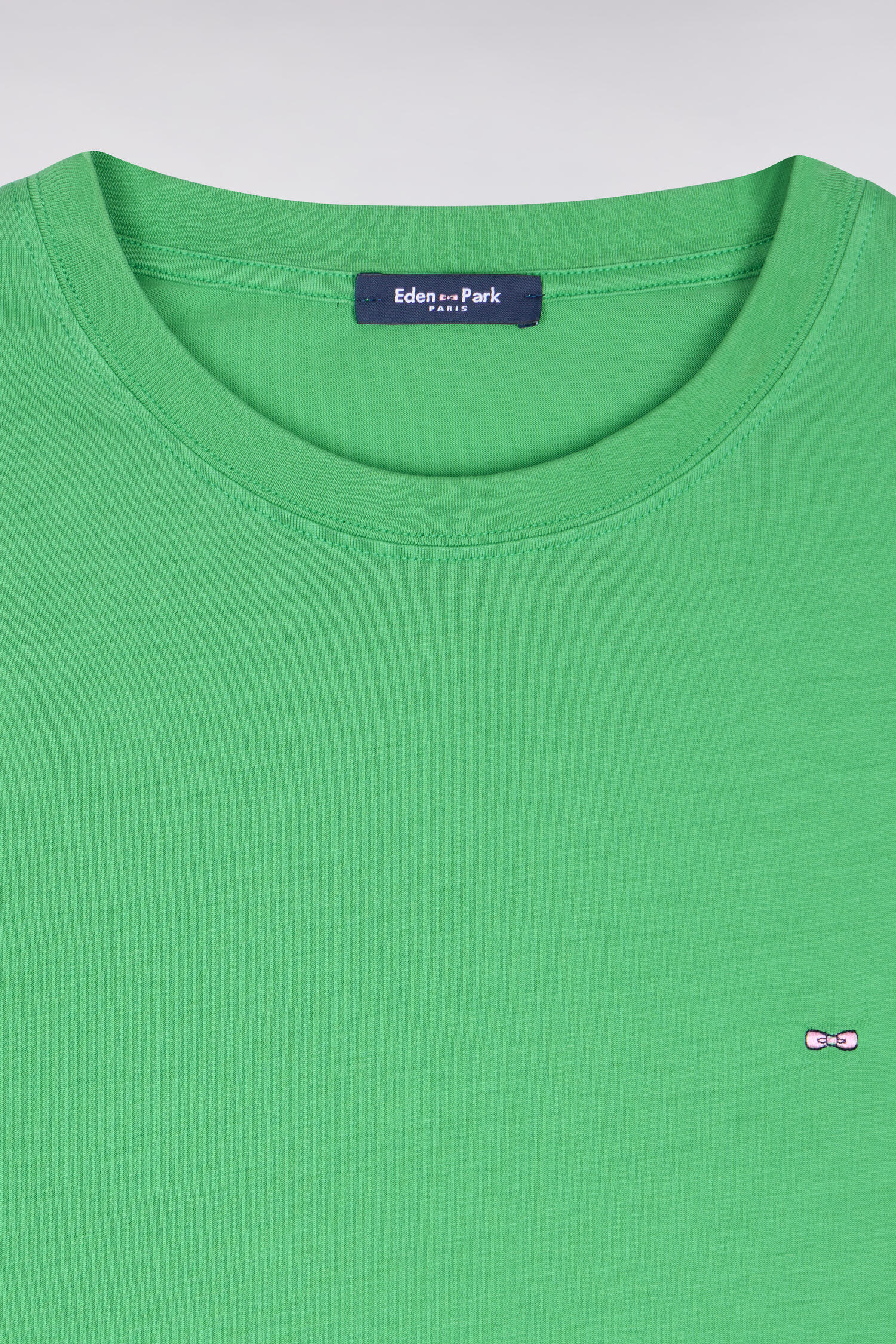 T-shirt à manches courtes en lyocell et coton vert gazon coupe regular - Image 6