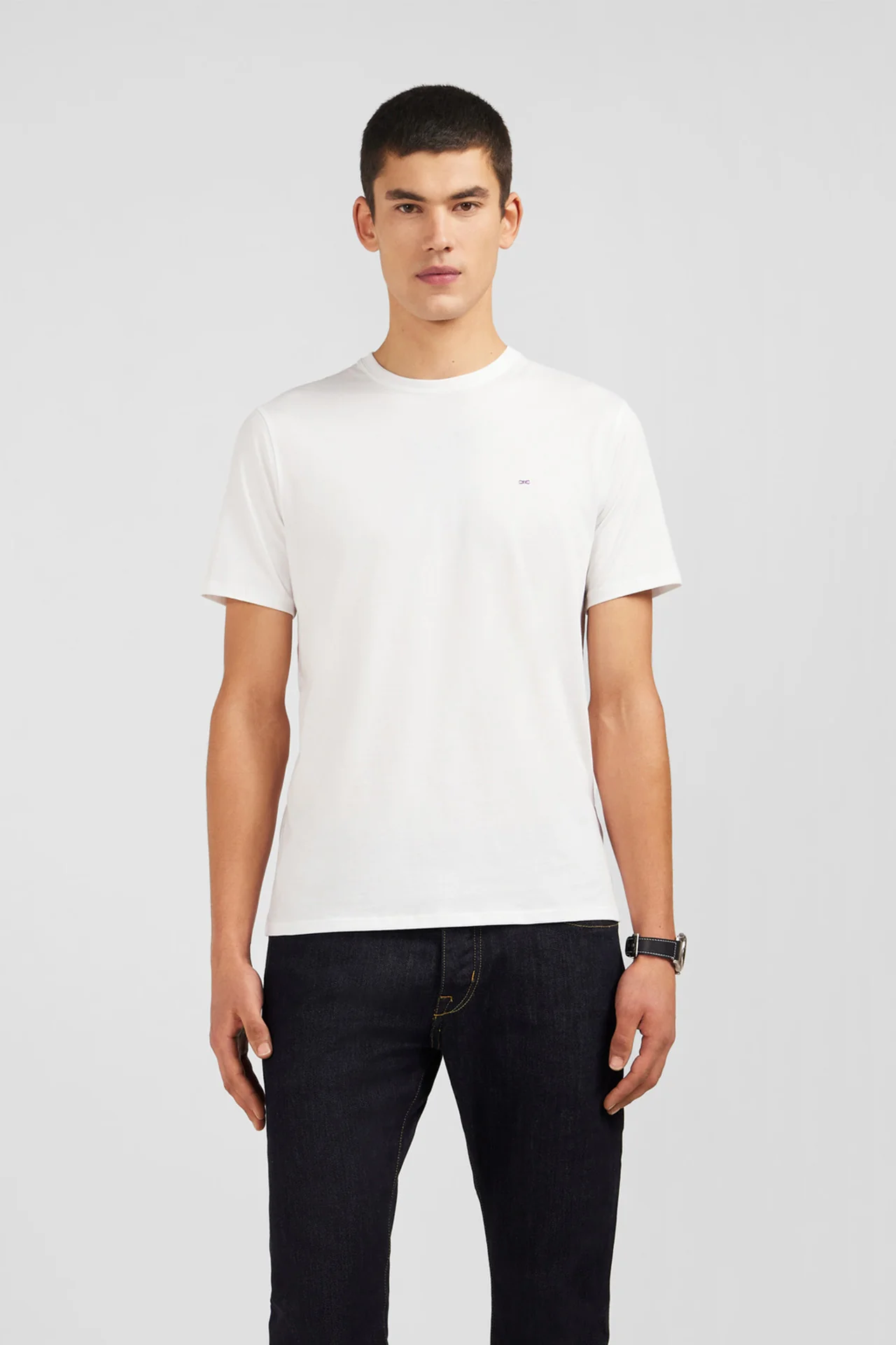 T-shirt blanc col rond à manches courtes - Image 3