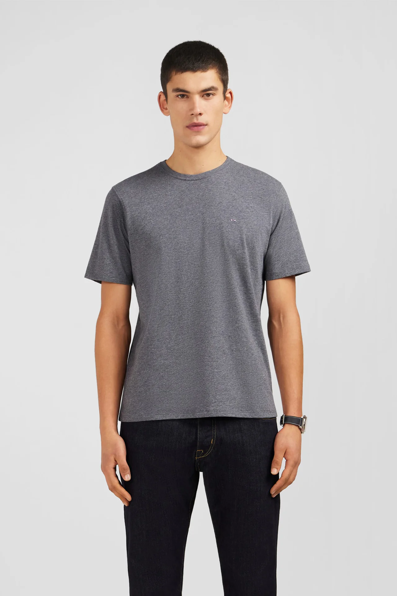 T-shirt gris col rond à manches courtes - Image 3