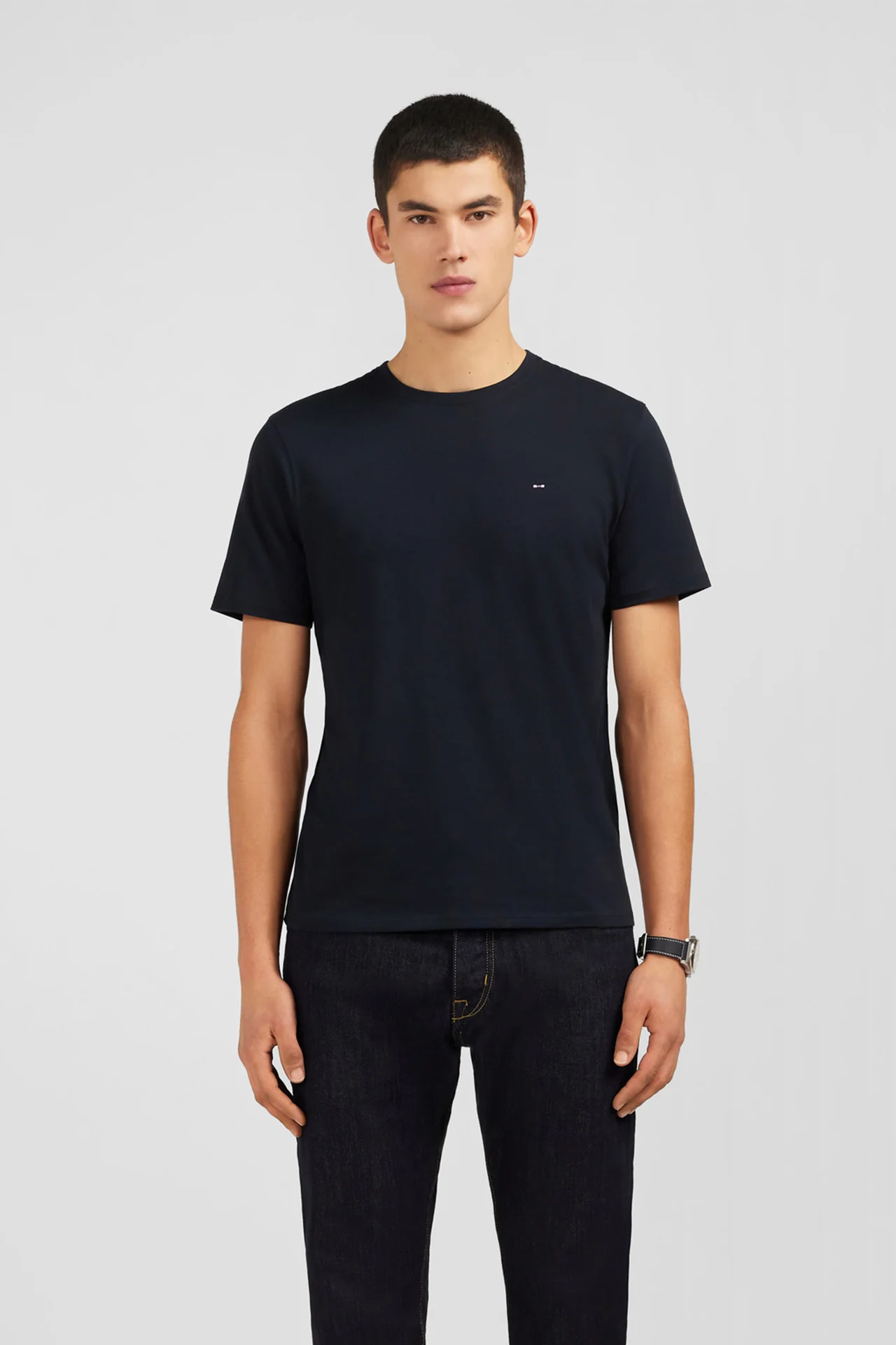 T-shirt noir col rond à manches courtes - Image 3