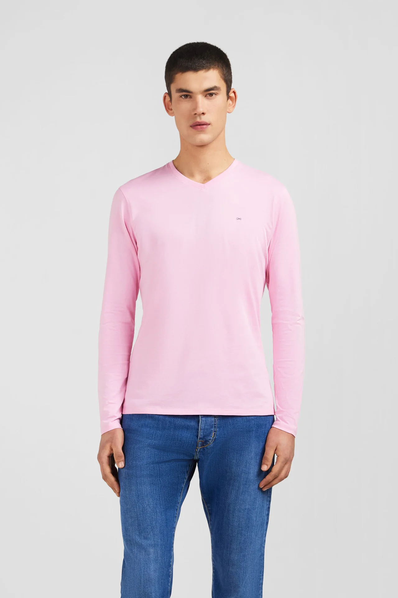 T-shirt rose col V à manches longues - Image 3