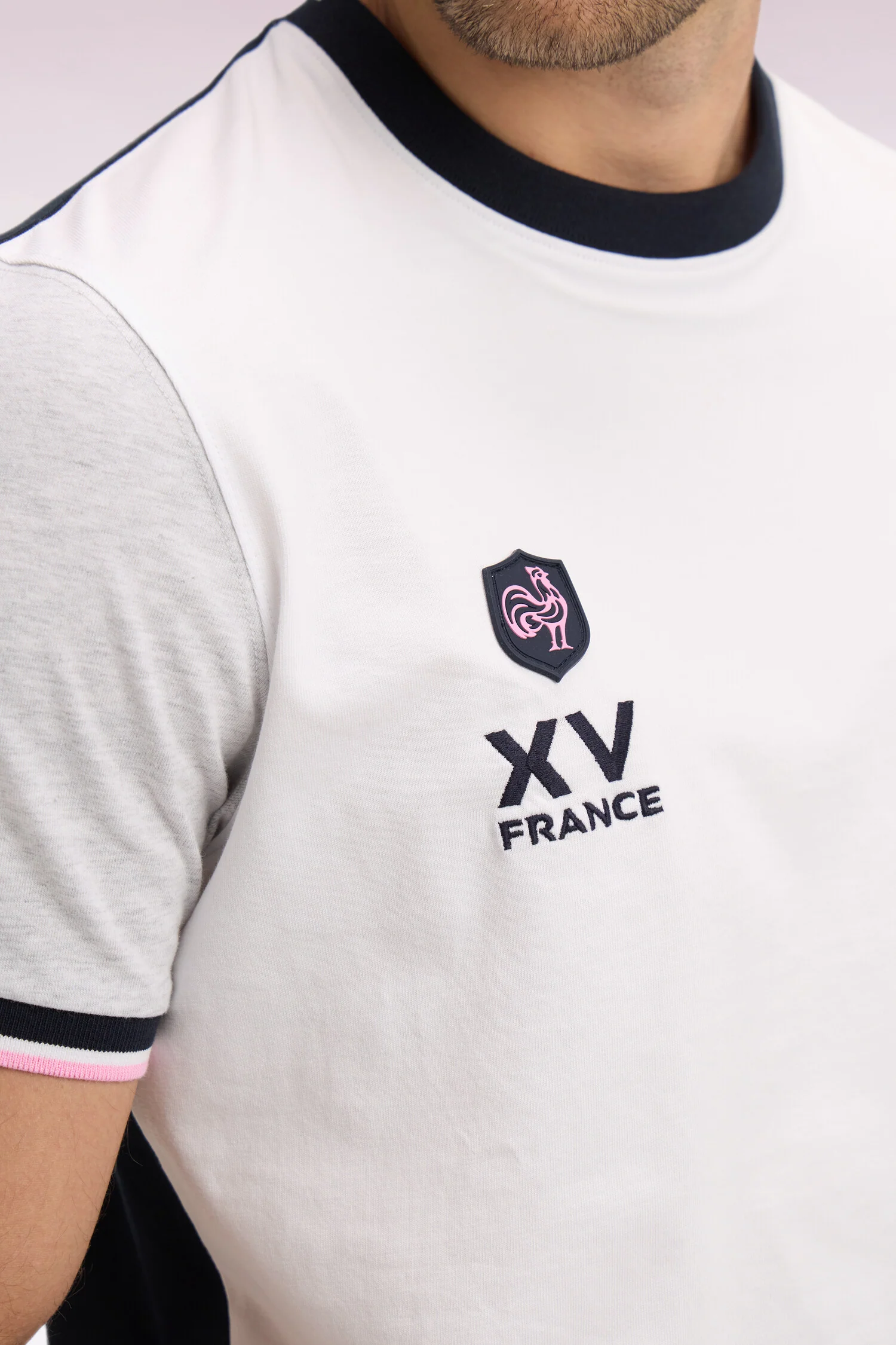 T-shirt XV de France à manches courtes en coton blanc brodé coupe regular - Image 4