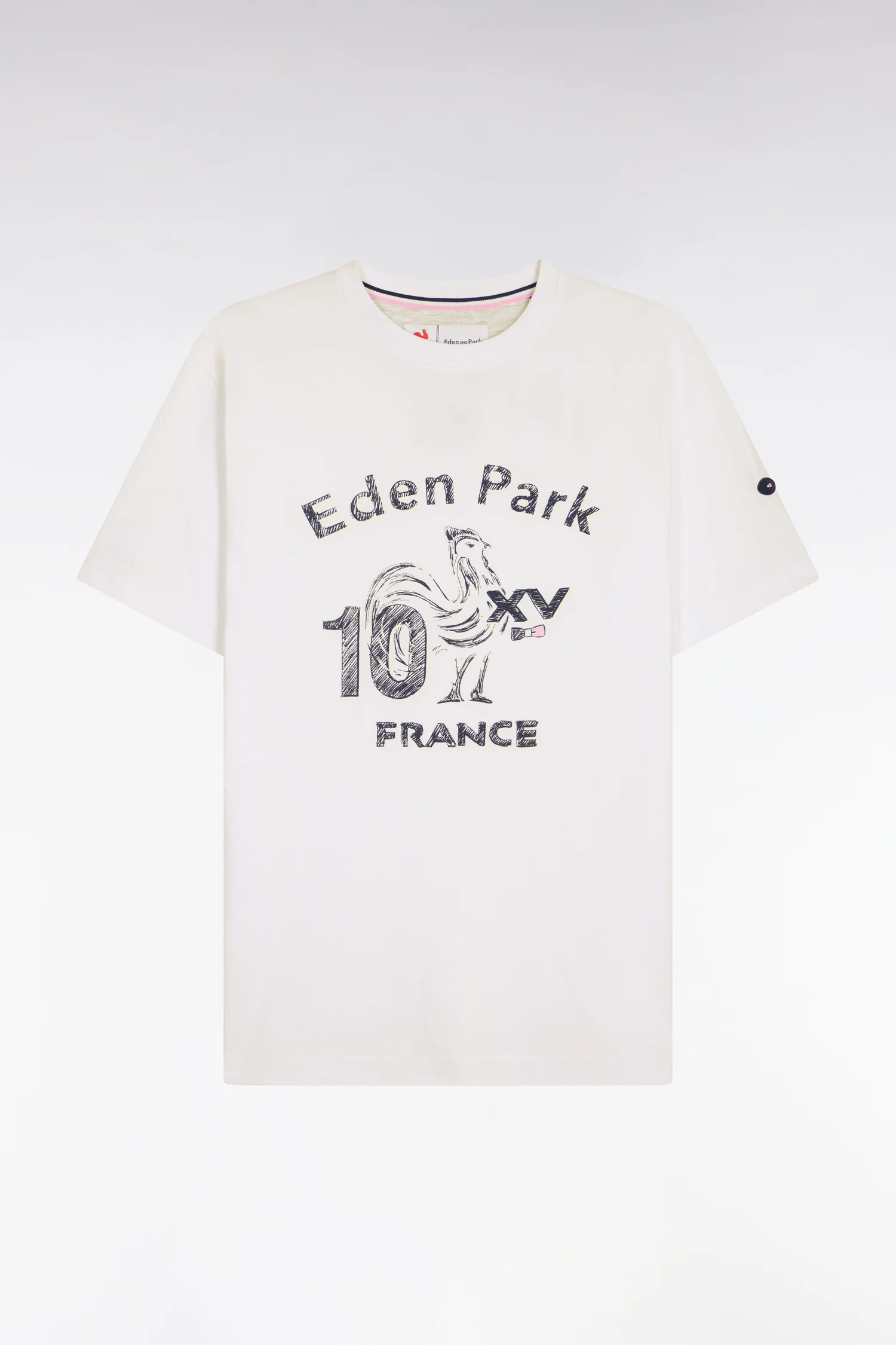 T-shirt XV de France à manches courtes en coton blanc sérigraphié coupe regular - Image 2