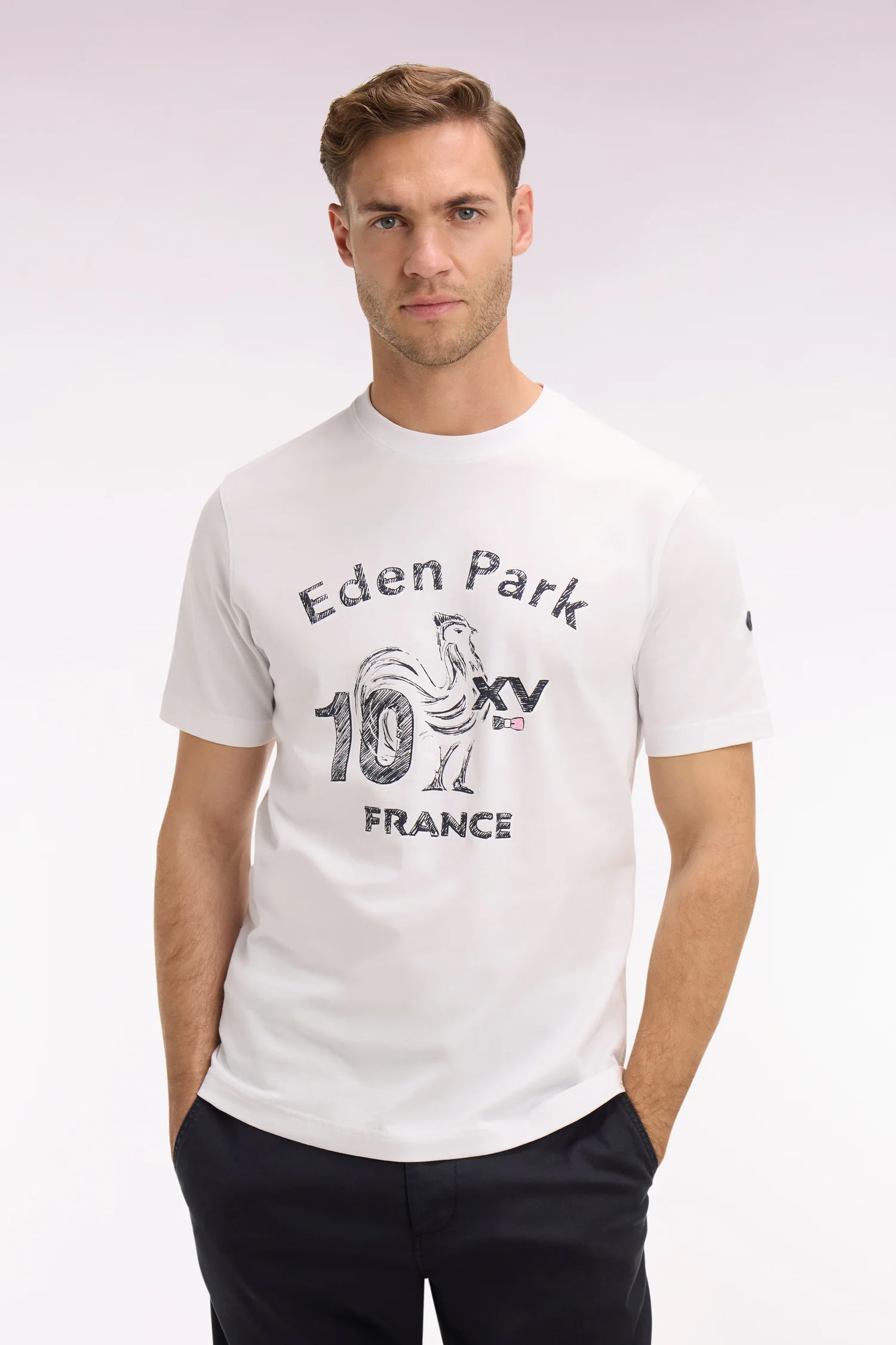 T-shirt XV de France à manches courtes en coton blanc sérigraphié coupe regular - Image 3
