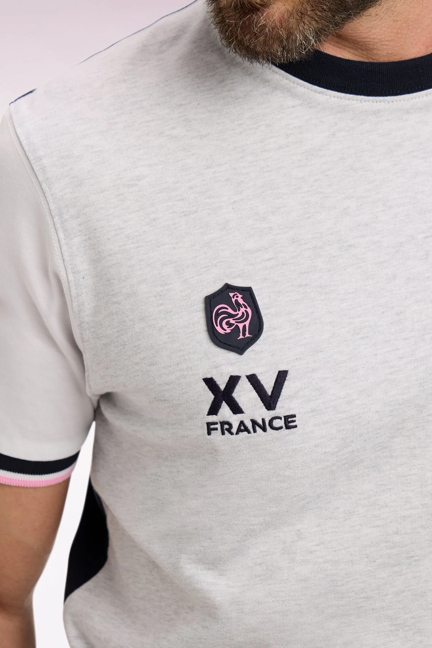 T-shirt XV de France à manches courtes en coton gris brodé coupe regular - Image 4
