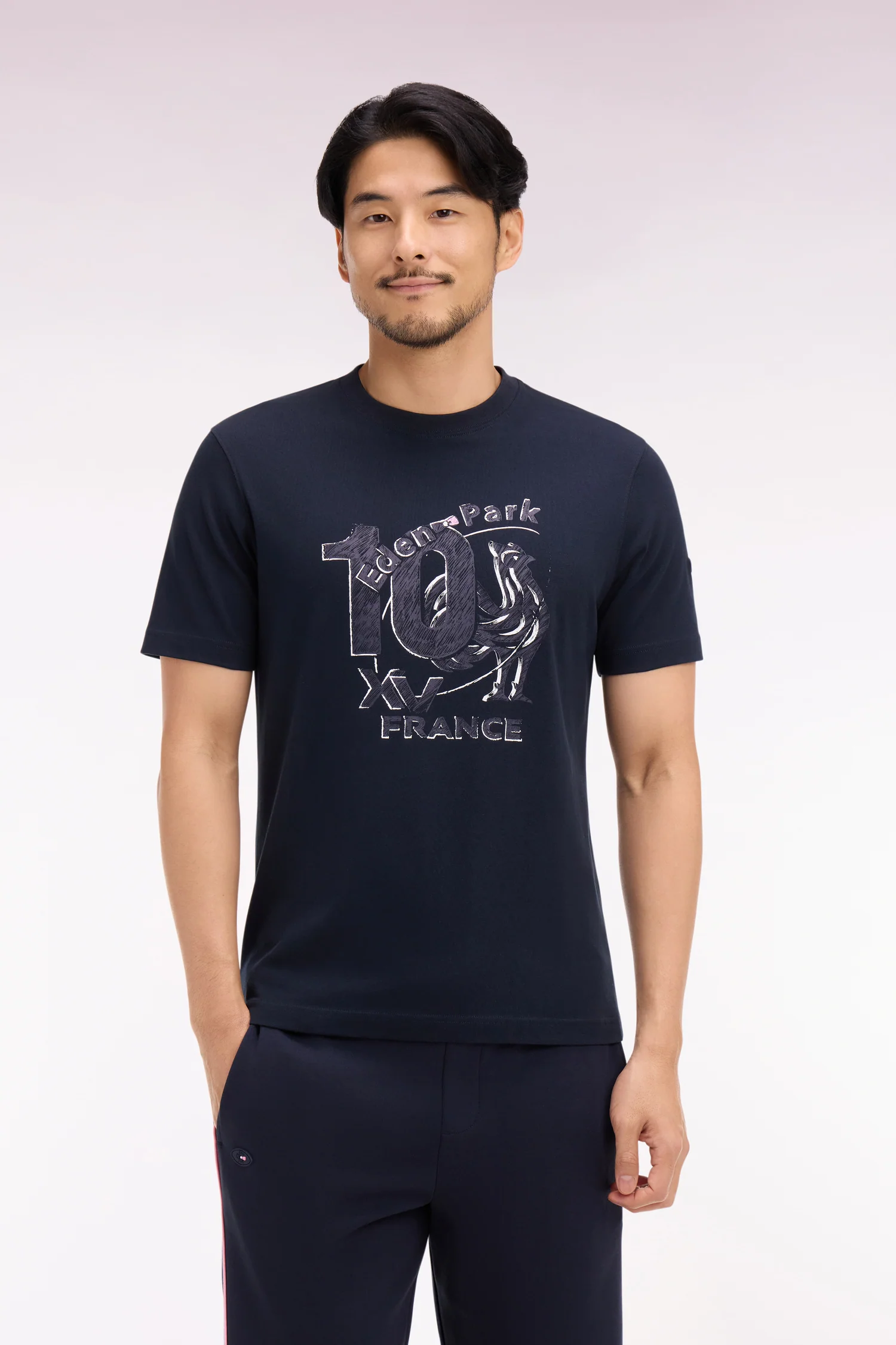 T-shirt XV de France à manches courtes en coton marine sérigraphié coupe regular - Image 3