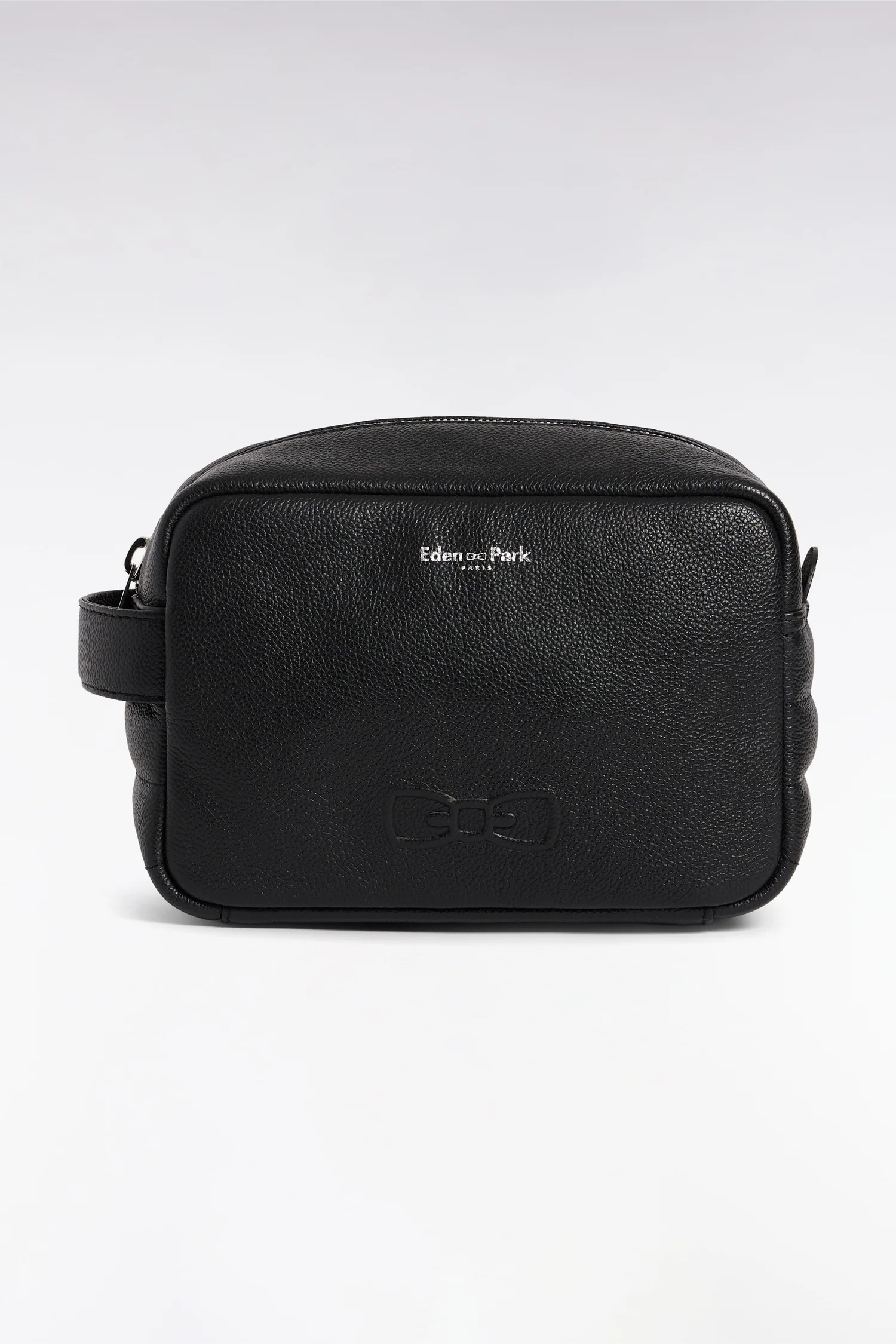 Trousse de toilette en cuir grainé noir