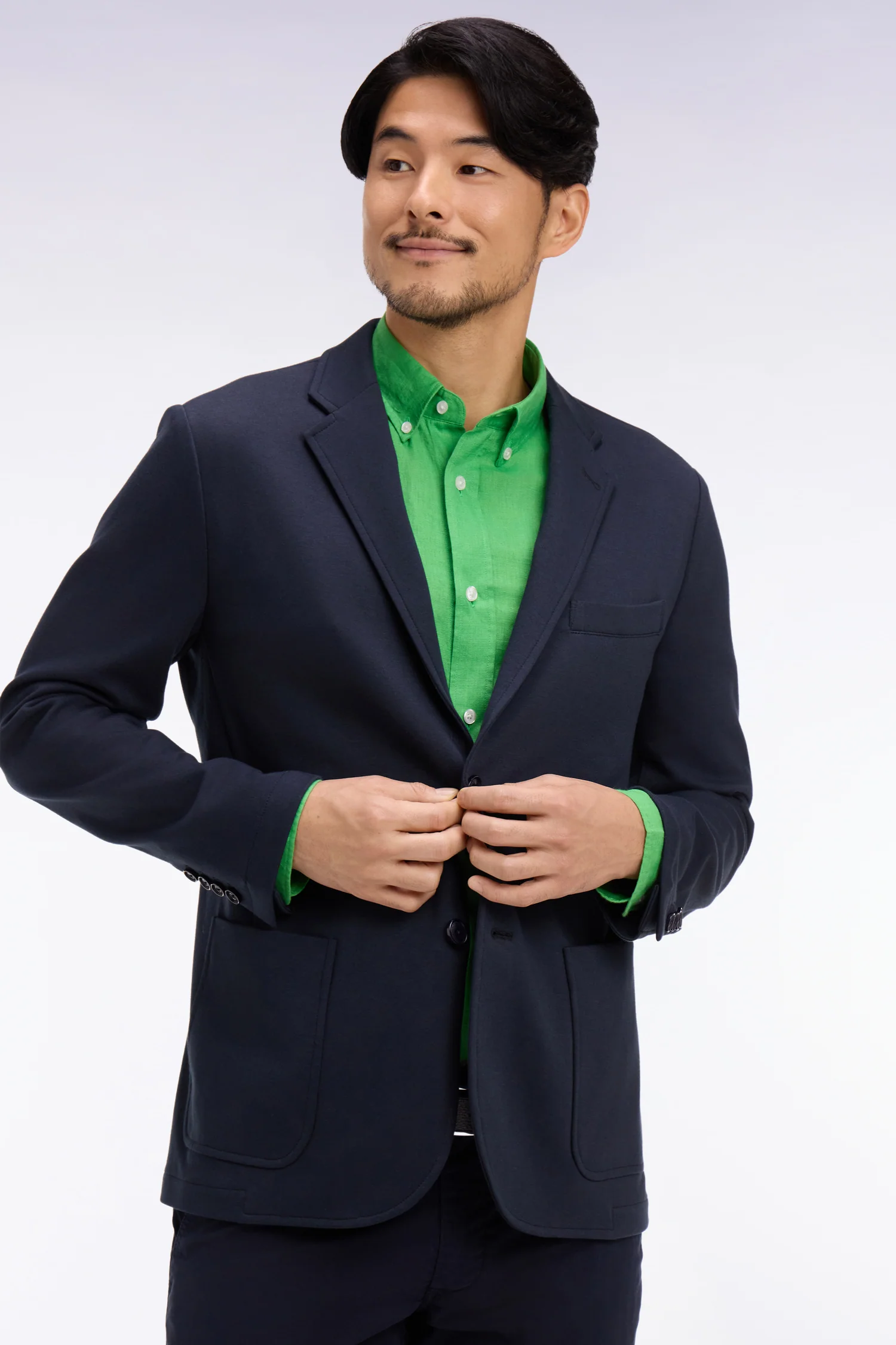 Veste en jersey de coton stretch marine